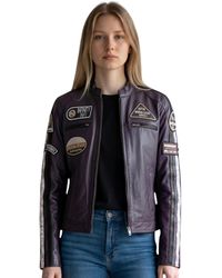 Infinity Leather - Biker Racing Badges Jacket-Incheon Lamb Leather - Lyst