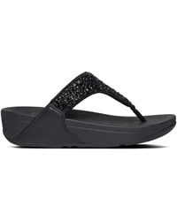 Fitflop - Dames Fit Flop Lulu Summerfoil Toe-thong Sandalen In Zwart - Lyst