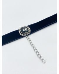 SVNX - Faux Velvet Choker Necklace With Jewel - Lyst