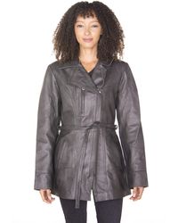 Infinity Leather - Long Biker Jacket-Muscat - Lyst