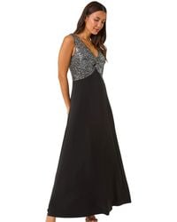Roman - Contrast Sequin Bodice Maxi Dress - Lyst