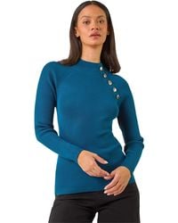 D.u.s.k - High Neck Button Shoulder Jumper - Lyst