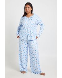Boohoo - Plus Polka Dot Bow Print Long Sleeve Shirt & Trouser Pyjama Set - Lyst