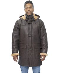 Infinity Leather - Sheepskin Hooded Duffle Coat-Hanko - Lyst