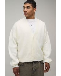 BoohooMAN - Relaxed Boxy Brushed Knitted Cardigan - Lyst