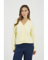 Brave Soul - Soft Flower Jacquard Knitted Cardigan - Lyst