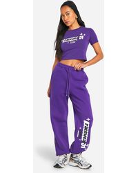 Boohoo - Motorsport Puff Print Fitted T-Shirt And Straight Leg Jogger Set - Lyst