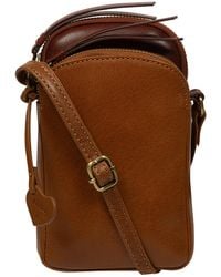 NiNa Amora - 'Akia' Conker & Dark Tan Leather Cross Body Phone Bag - Lyst