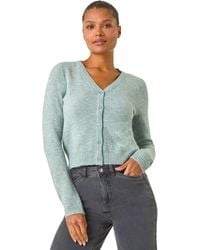 Roman - Shimmer V-Neck Ribbed Cardigan - Lyst