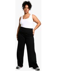 Boohoo - Basics Plus Heavy Rib Wide Leg Trouser - Lyst