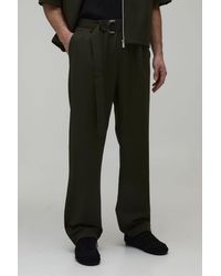 BoohooMAN - Pleat Front Belted Relaxed Fit Co-Ord Trousers - Lyst