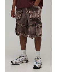 BoohooMAN - Parachute Extreme Washed Multi Cargo Jorts - Lyst