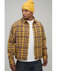 BoohooMAN - Oversized Boxy Jewel Rhinestone Check Shirt - Lyst