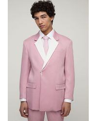 Boohoo - Straight Fit Contrast Panel Suit Blazer - Lyst