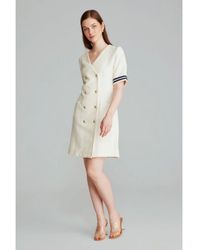 GUSTO - Textured Wrap Dress With Buttons - Lyst