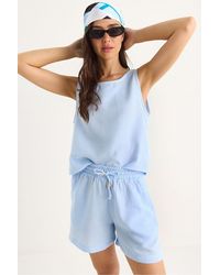 Bianco Lucci - Textured Cotton Two-Piece Coord Set With Crew Neck - Lyst