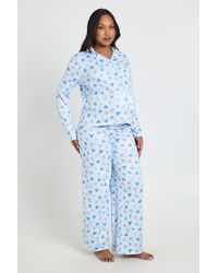 Boohoo - Maternity Polka Dot Bows Print Long Sleeve Shirt & Trouser Pyjama Set - Lyst