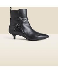 Sosandar - Leather Kitten Heel Ankle Boots With Buckle Detail - Lyst