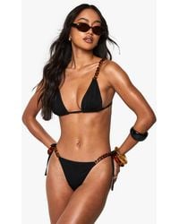 Boohoo - Premium Swim Chain Strap Glitter Triangle Bikini Top - Lyst