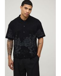 BoohooMAN - Relaxed Boxy Line Scenic Knitted Shirt - Lyst