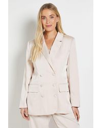 Wallis - Petite Satin Double Breasted Blazer Coord - Lyst