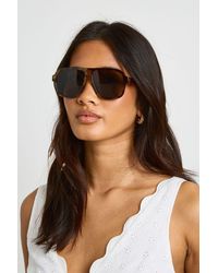 Boohoo - Chunky Lens Aviator Sunglasses Metal - Lyst