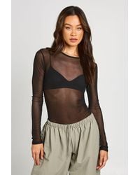 Boohoo - Tall Basic Mesh Long Sleeve Bodysuit - Lyst