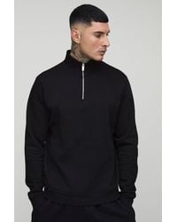 BoohooMAN - Tall Basic Regular Fit Quarter Zip Funnel Neck Sweatshirt - Lyst