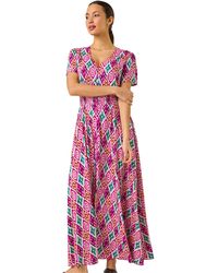 Roman - Ikat Print Button Through Maxi Dress - Lyst
