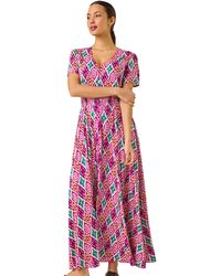Roman - Ikat Print Button Through Maxi Dress - Lyst