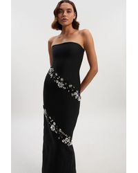 Karen Millen - Embellished Figure Form Bandeau Maxi Dress - Lyst
