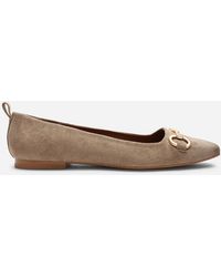 Where's That From - Lauren' Suede Wide Ballet Flats With Front Buckle Detail - Lyst