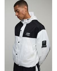 BoohooMAN - Oversized Boxy Nylon Colour Block Hooded Cagoule - Lyst