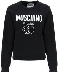 Moschino - Milano Double Smiley Zwarte Trui - Lyst