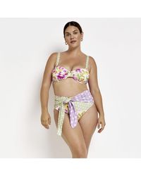 River Island - Bikini Top Plus Pink Floral Underwired - Lyst
