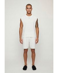 BoohooMAN - Oversized Open Stitch Cotton Blend Knitted Tank Short Set - Lyst