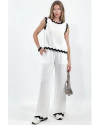 Msn-Collection - Color Block Linen Tunic And Wide-Leg Trousers Set - Lyst