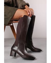 Where's That From - Wheres 'Cherish' Block Heel Knee High Boots With Side Zip - Lyst