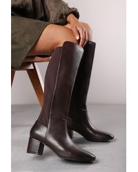 Where's That From - Wheres 'Cherish' Block Heel Knee High Boots With Side Zip - Lyst