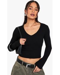 Boohoo - Twist Back Detail Rib Jumper - Lyst