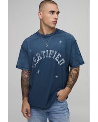 BoohooMAN - Oversized Official Spray Wash Exposed Seam T-Shirt Cotton - Lyst