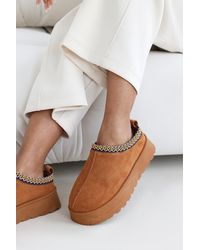 Where's That From - Wheres 'Quincy' Cosy Faux-Suede Fur Lining Platform Slipper - Lyst