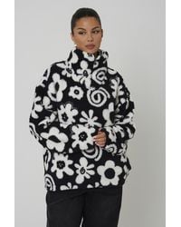 Brave Soul - Flower Print Sherpa Fleece Sweatshirt - Lyst