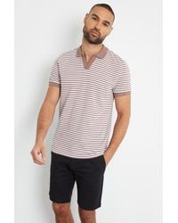 Threadbare - Open Collar Striped Pique Polo Shirt - Lyst