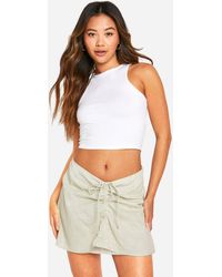 Boohoo - Cotton Ruched Side Mini Skirt - Lyst