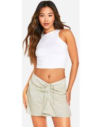 Boohoo - Cotton Ruched Side Mini Skirt - Lyst