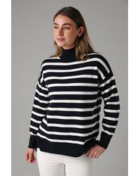 French Connection - Oversized High Neck Cosy Striped Long Sleeve Jumper - Lyst