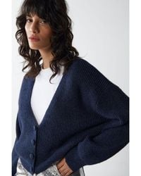 Warehouse - Knitted Oversized Cropped Cardigan - Lyst