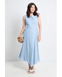 PRINCIPLES - Stripe Sleeveless Asymmetric Midi Dress - Lyst