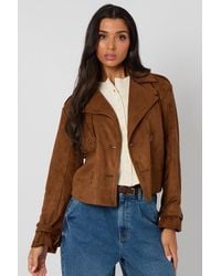 Urban Bliss - Cropped Faux Suede Trench - Lyst